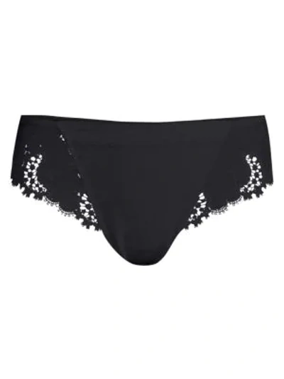 Shop Simone Perele Wish Lace-trim Bikini Panty In Black
