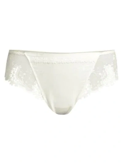 Shop Simone Perele Wish Lace-trim Bikini Panty In Ivory