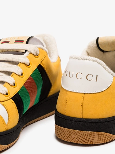Shop Gucci Yellow And Black Screener Low Top Sneakers