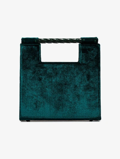 Shop Mehry Mu Blue Unicorn Velvet Tote Bag In Green