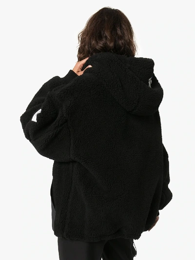 Shop Ader Error Oversized Faux Shearling Hooded Jacket In Black