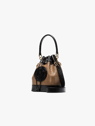 Shop Fendi Brown Mon Tresor Mesh Leather Bucket Bag