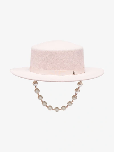 Shop Maison Michel Pink Kiki Pearl Hat