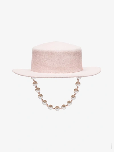 Shop Maison Michel Pink Kiki Pearl Hat
