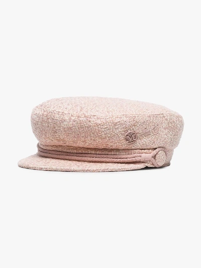 Shop Maison Michel Pink Andre Tweed Baker Boy Hat In Black