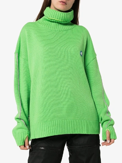 Shop Ader Error Balaclava Turtleneck Sweater In Green