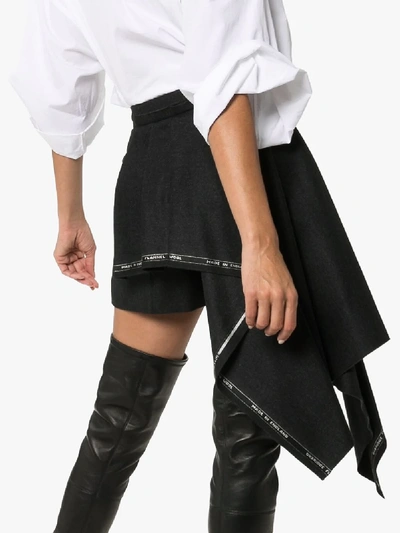 Shop Alexander Mcqueen High Waist Asymmetric Wool Shorts In Black