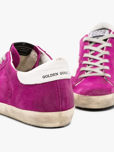 Shop Golden Goose Purple Superstar Low Top Suede Sneakers