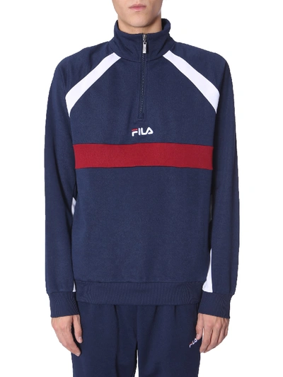 Shop Fila "oligert" Track Sweatshirt In Blue