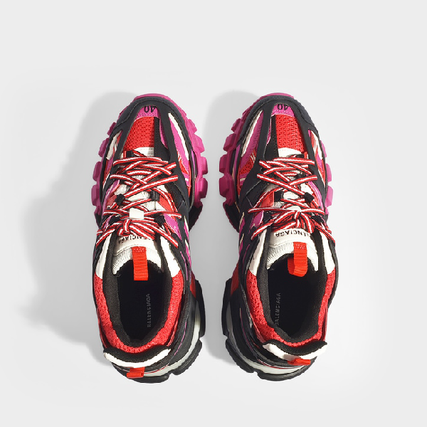 Balenciaga Track Sneakers In Black, Pink And Red Mesh And Nylon In ...