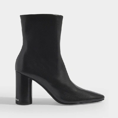 Shop Balenciaga Oval 90 Ankle Boots In Shiny Black Leather