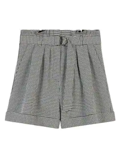 Shop Maje Women's Imy Paperbag Houndstooth Shorts In White