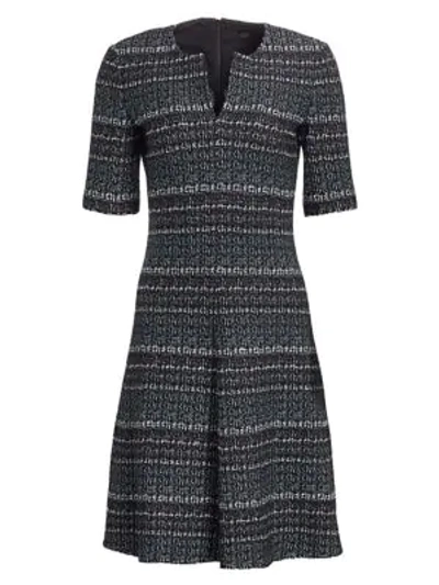 Shop St John Texture Bouclé Tweed A-line Dress In Iris Multi