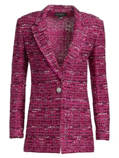 Shop St. John Opulent Textured Tweed Knit Jacket In Fuchsia Rose