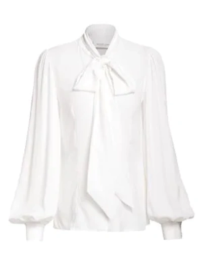 Shop Michael Kors Silk Pussybow Blouse In White