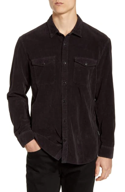Shop John Varvatos Dale Regular Fit Corduroy Western Button-up Shirt In Black