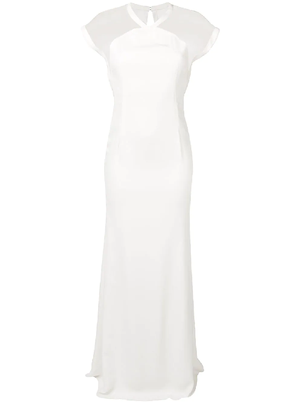 Victoria Beckham Cap Sleeve Floor Length Dress In White | ModeSens