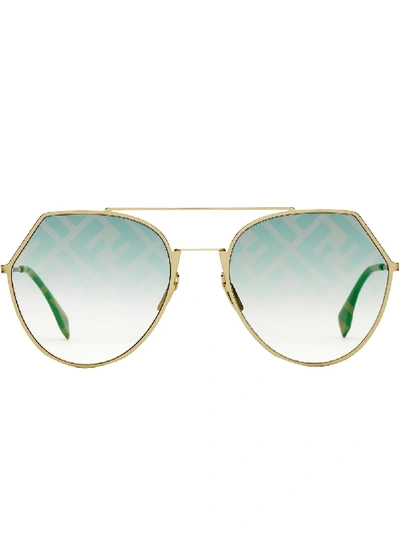 Shop Fendi Eyeline Sunglasses In Gold