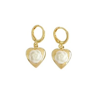 Shop Poporcelain Mini Camellia Heart Locket Earrings