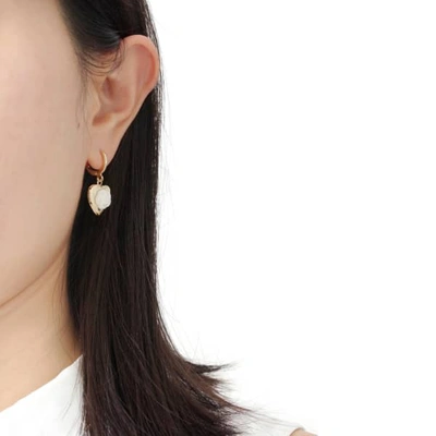 Poporcelain Mini Camellia Heart Locket Earrings