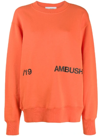 Shop Ambush Contrast Logo Print Sweatshirt In Orange