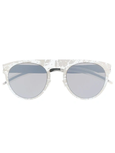 Shop Mykita X Maison Margiela Transfer Round Frame Sunglasses In Silver