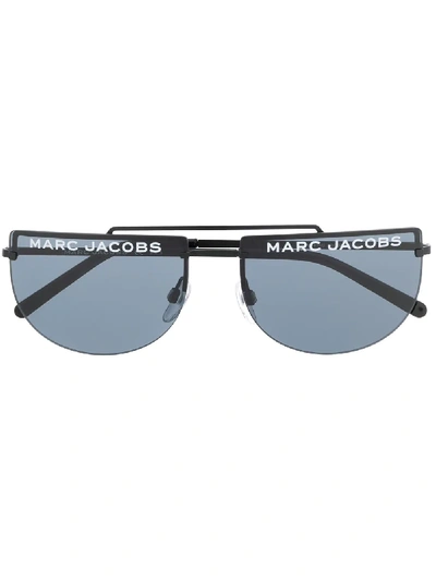 Shop Marc Jacobs Logo Rimless Rounded Sunglasses In Black