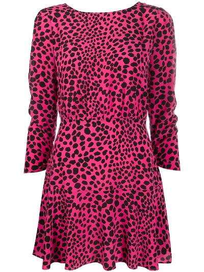 Shop Rixo London Kyla Printed Mini Dress In Pink Leopard