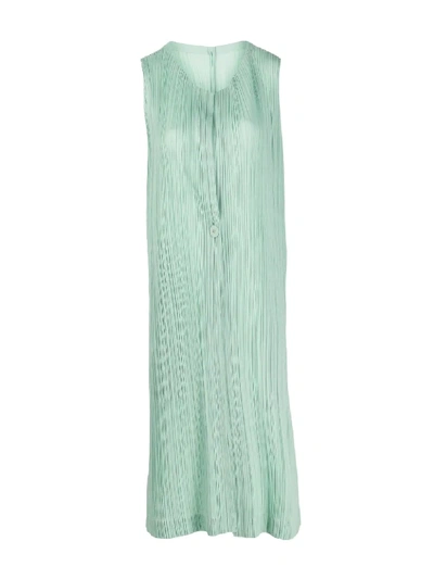 Shop Issey Miyake Layered Pleated Dress In Green