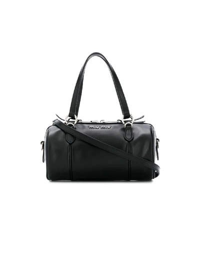 Shop Miu Miu Bandoleer Style Shoulder Bag In Black