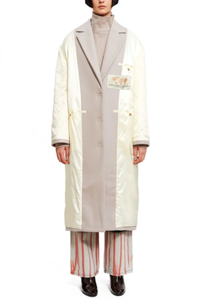 Shop Mm6 Maison Margiela Opening Ceremony Inside Out Oversized Wool Coat In Off White