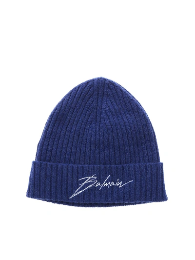 Shop Balmain Blue Wool Hat