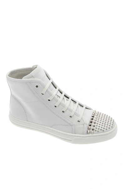 Shop Gucci White Leather Hi Top Sneakers