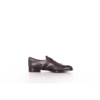 Shop Santoni Red Leather Loafers