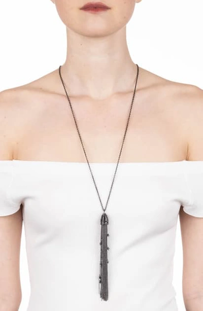 Shop Alexis Bittar Black On Black Cascading Tassel Pendant Necklace