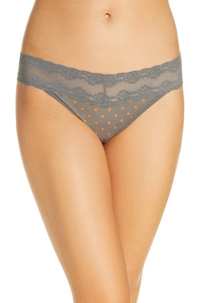 Shop Natori Bliss Perfection Thong In Basalt Polka Dot Print