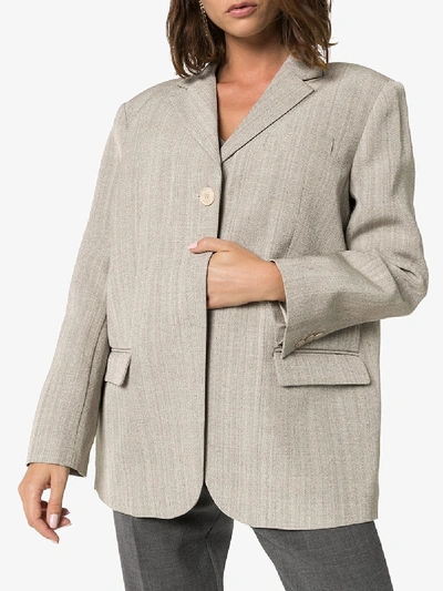 Shop Jacquemus Moyo Boxy Blazer In Grey