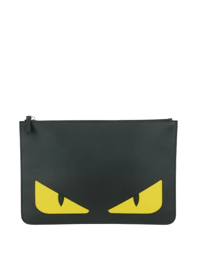 Shop Fendi Bag Bugs Black Leather Clutch