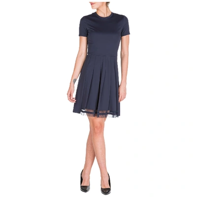 Shop Red Valentino Women's Short Mini Dress Short Sleeve In Blue