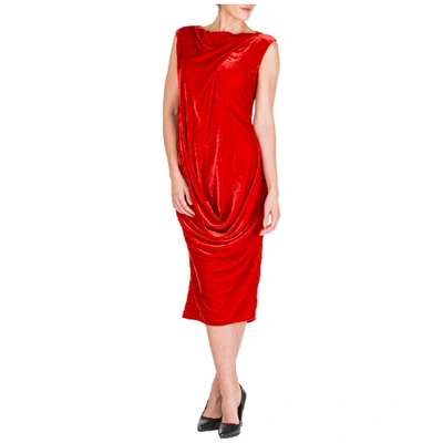 Shop Rick Owens Women's Calf Length Dress Sleeveless In Red