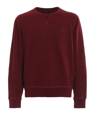 Shop Polo Ralph Lauren Burgundy Cotton Blend Sweatshirt