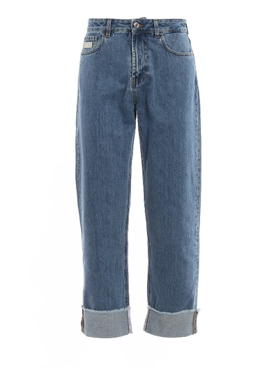 Shop Gcds Wide Leg Denim Jeans In Light Wash
