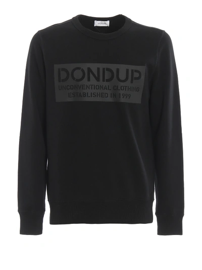 Shop Dondup Logo Print Crew Neck Sweater In Black