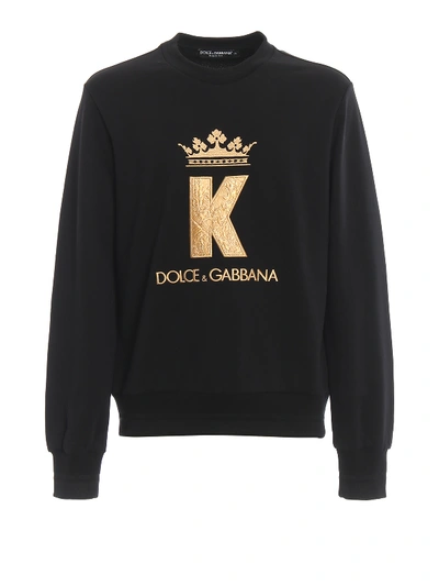 Shop Dolce & Gabbana King Patch Crewneck Sweatshirt In Black