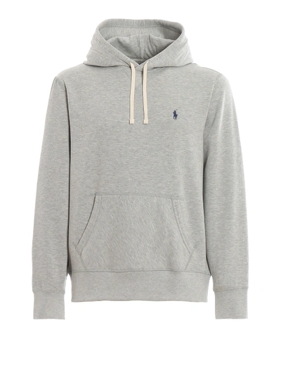 Shop Polo Ralph Lauren Melange Fleece Hoodie In Grey