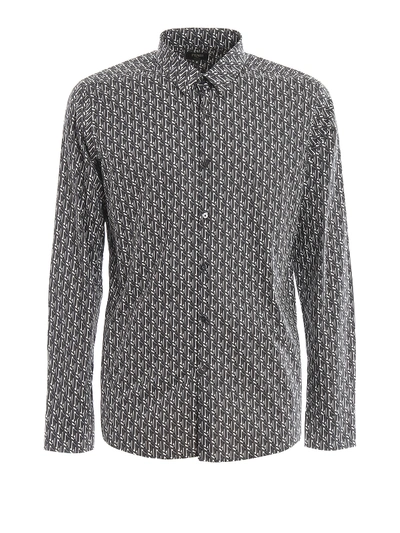 Shop Fendi Geometric Printed Cotton Shirt In Dark Grey