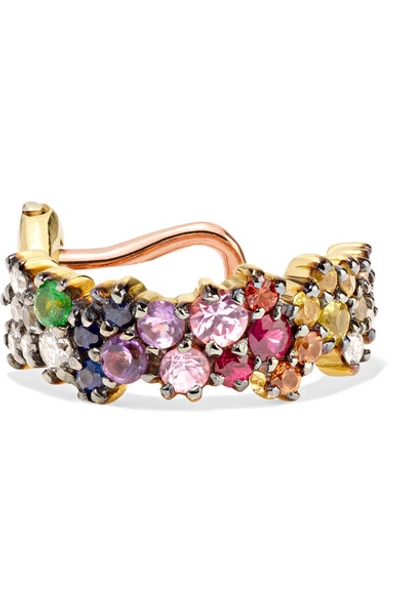 Shop Ana Khouri Mirian 18-karat Gold, Diamond And Sapphire Ear Cuff