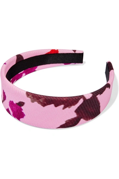 Shop Erdem Orietta Floral-print Twill Headband In Pink