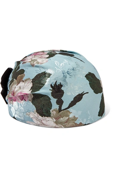 Shop Erdem Doria Velvet-trimmed Jacquard Hat In Blue