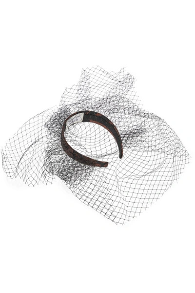 Shop Erdem Metallic Jacquard And Mesh Headband In Black